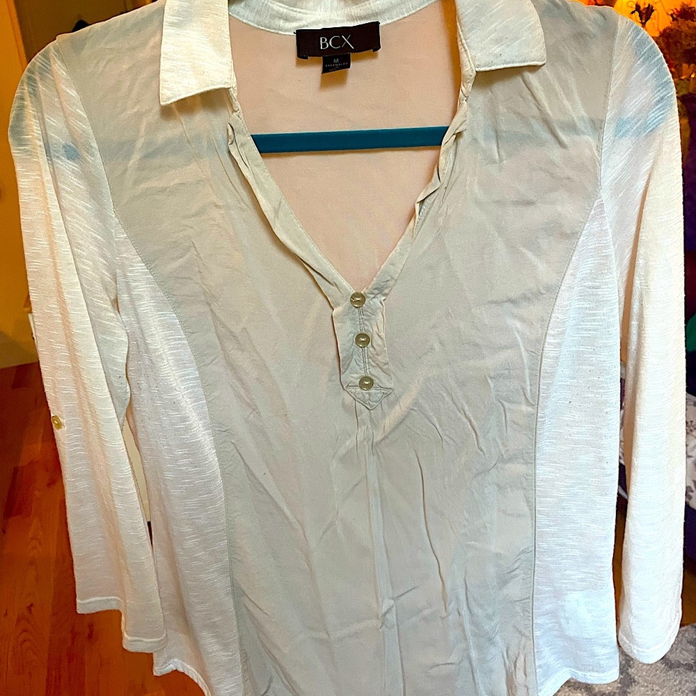 BCX Cream Collared Top